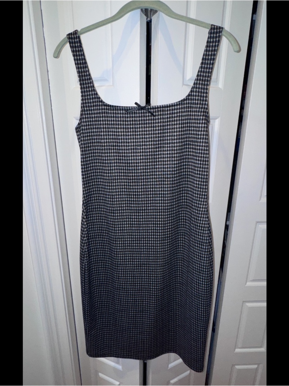 Reformation Black and White Houndstooth Mini Dress